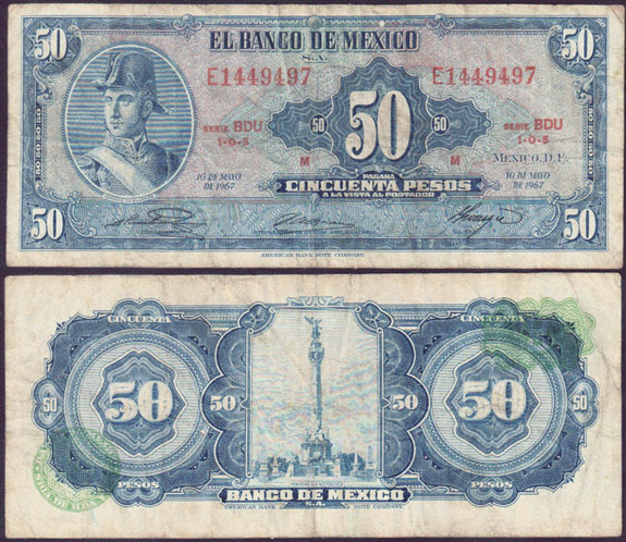 1967 Mexico 50 Pesos L000932
